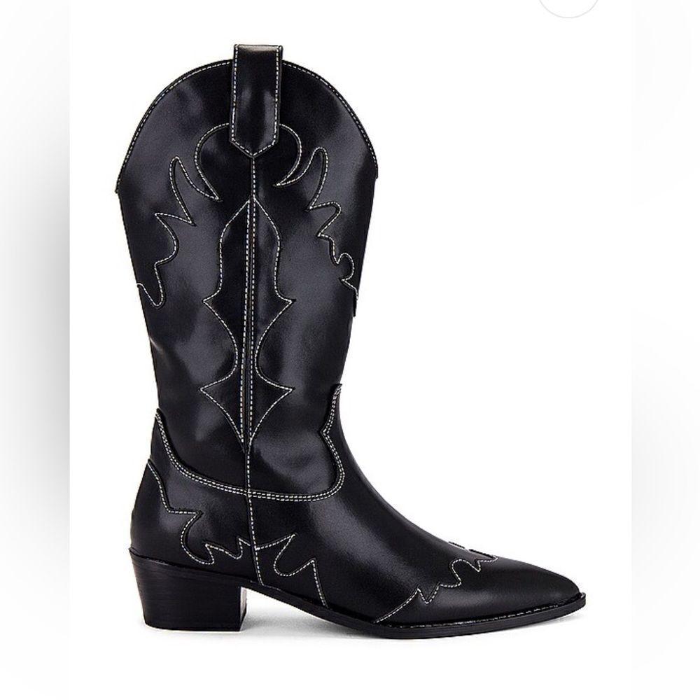 WeWoreWhat Cowboy Boots in Black western cowgirl stitched Revolve 40 10